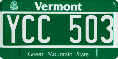 VT license plate YCC503