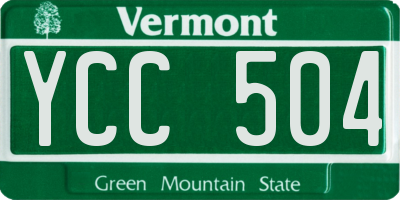 VT license plate YCC504