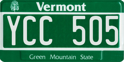 VT license plate YCC505