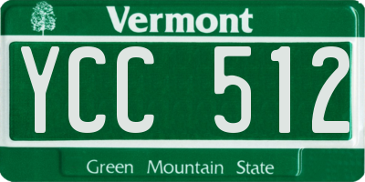 VT license plate YCC512