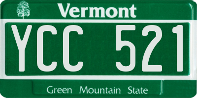 VT license plate YCC521
