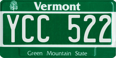 VT license plate YCC522