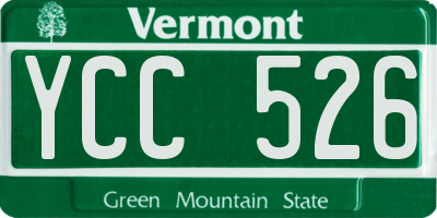 VT license plate YCC526