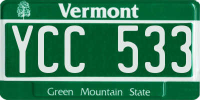 VT license plate YCC533