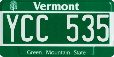 VT license plate YCC535
