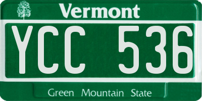 VT license plate YCC536