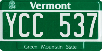 VT license plate YCC537