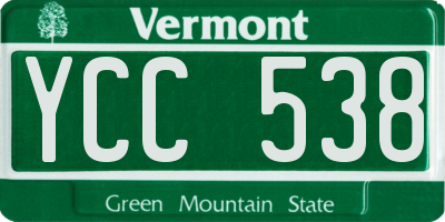 VT license plate YCC538