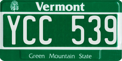 VT license plate YCC539