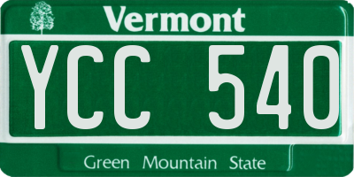 VT license plate YCC540