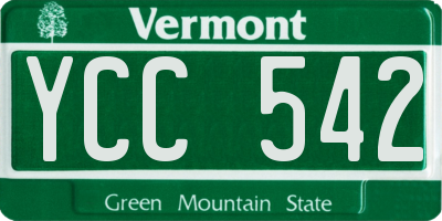 VT license plate YCC542