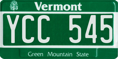 VT license plate YCC545