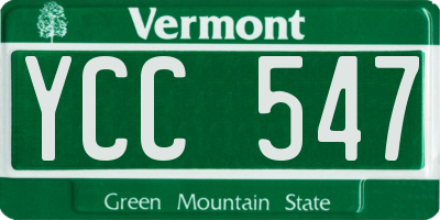 VT license plate YCC547