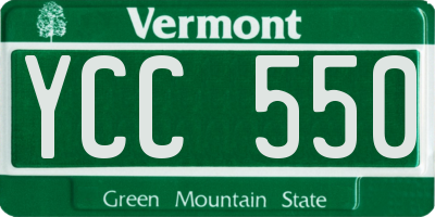 VT license plate YCC550