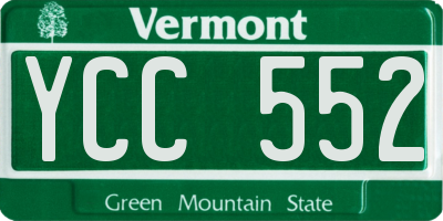VT license plate YCC552