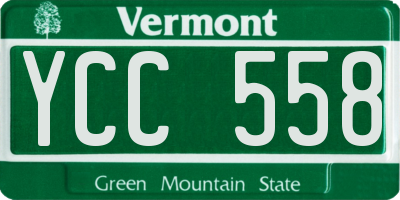 VT license plate YCC558
