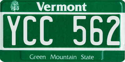 VT license plate YCC562