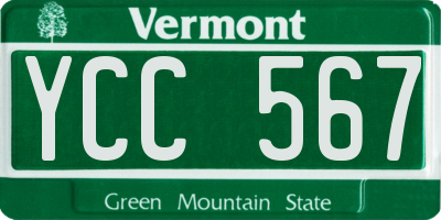 VT license plate YCC567