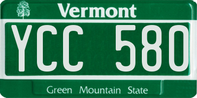 VT license plate YCC580