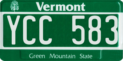 VT license plate YCC583