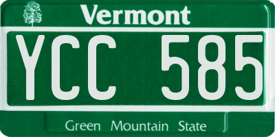 VT license plate YCC585