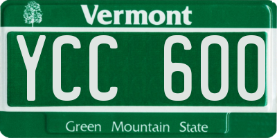 VT license plate YCC600