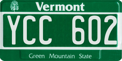 VT license plate YCC602