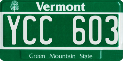 VT license plate YCC603