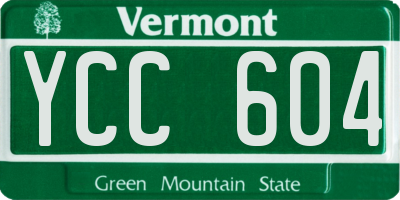 VT license plate YCC604