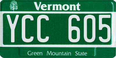 VT license plate YCC605