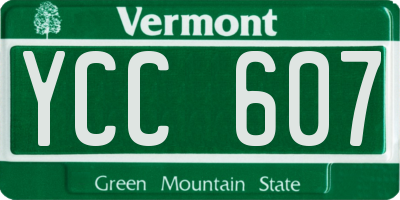 VT license plate YCC607