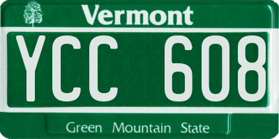 VT license plate YCC608