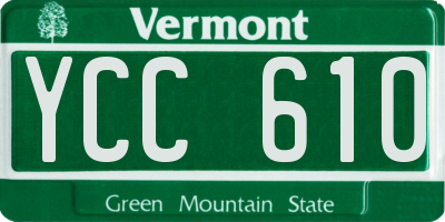 VT license plate YCC610