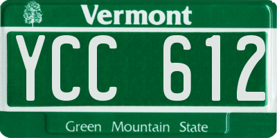 VT license plate YCC612