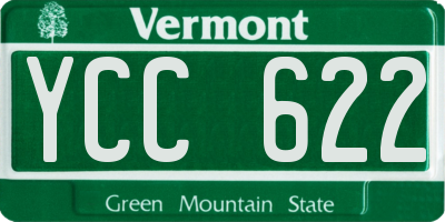 VT license plate YCC622