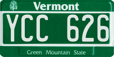 VT license plate YCC626