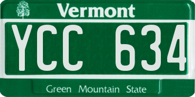 VT license plate YCC634
