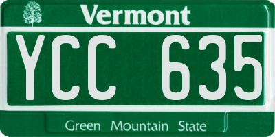 VT license plate YCC635