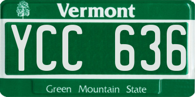 VT license plate YCC636