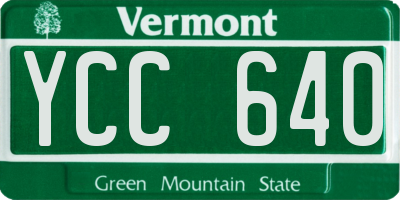 VT license plate YCC640