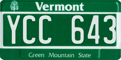 VT license plate YCC643