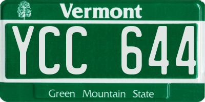 VT license plate YCC644