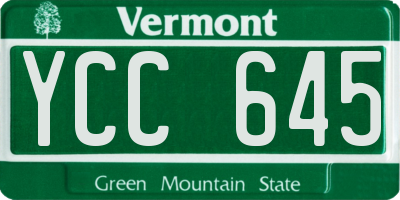 VT license plate YCC645
