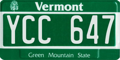 VT license plate YCC647