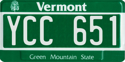 VT license plate YCC651