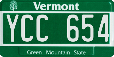 VT license plate YCC654