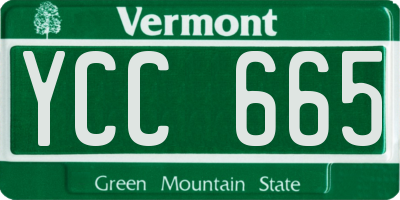 VT license plate YCC665