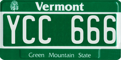 VT license plate YCC666