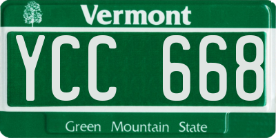 VT license plate YCC668