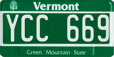 VT license plate YCC669